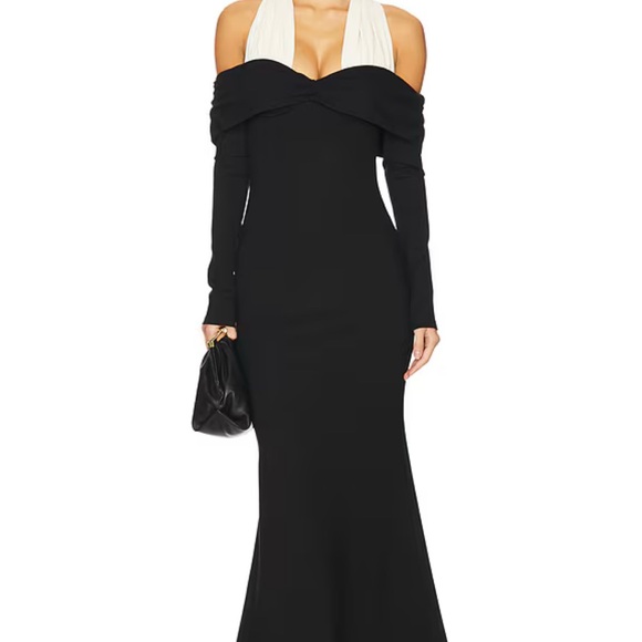 Camila Coelho Black and White Long Sleeve Dress
